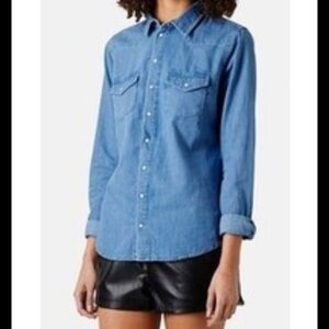Top shop Denim snap Up Shirt size 4